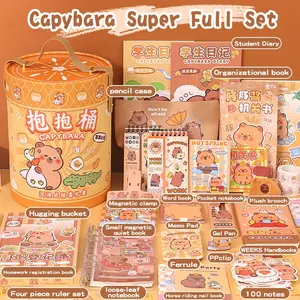 Original Capybara Office Stationery Hug Bucket, Cute Diary Set, Paper Notebook, Neutral Pen, Sticky Notes, Graduation Gift, Birthday Present