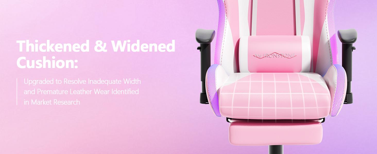 【Sweet RGB Chair】Mr IRONSTONE Gaming Chair with Speakers and Led Lights Ergonomic Massage Computer Gaming Chair with Broaden Cusion and Footrest High Back Video Game Chair for Adults Kids Boyfriend Father's Gift, Blue Black and Pink 【Sweet RGB Chair】Mr IRONSTONE Gaming Chair with Speakers and Led Lights Ergonomic Massage Computer Gaming Chair with Broaden Cusion and Footrest High Back Video Game Chair for Adults Kids Boyfriend Father's Gift, Blue Black and Pink