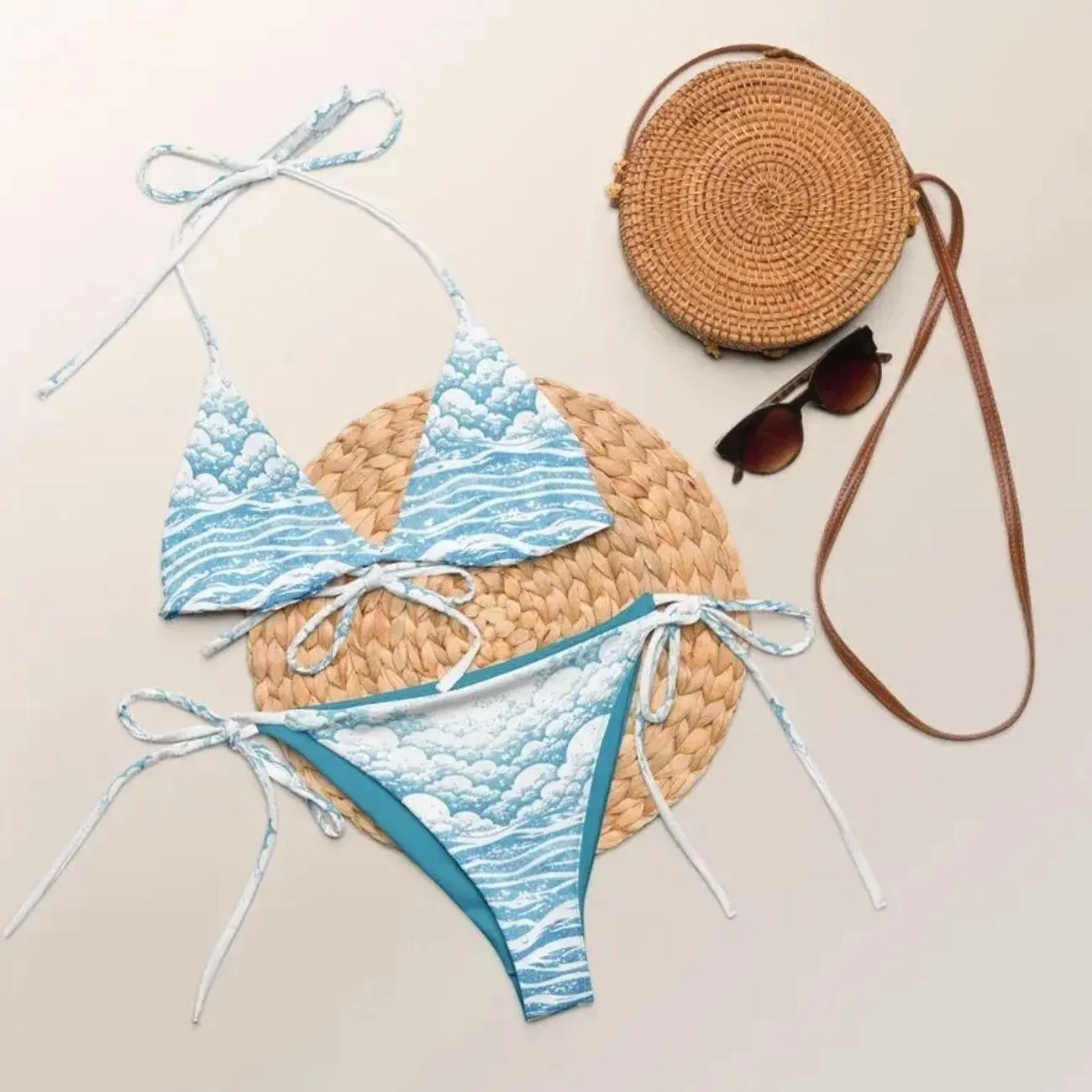 Ocean Cloud Recycled String Bikini Set S7X G30