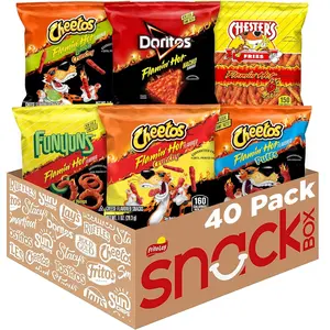 Frito Lay Flamin Hot Mix 40 Count Variety Pack Cheetos Doritos Funyuns Chester’s 6 Flavor Single Serve Spicy Snack Bags Party Pack