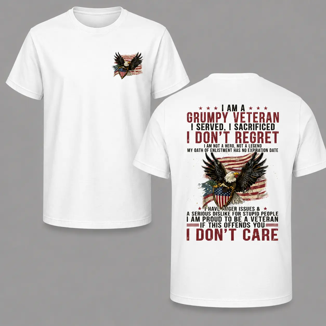 Patriotic American Veteran T-Shirt TPT1897TS - Men's Basic Letter Print Crew Neck Tee, Short Sleeve Summer Shirt, Birthday Gift for Men, Menswear Top