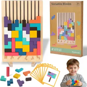 Wooden Tetris Puzzle for Kids 3-6, 3D Stacking Blocks Brain Teaser, Educational Toddler Toy for Fine Motor Skills, Screen-Free Play,  Montessori Safe Wooden Gift for Boys & Girls