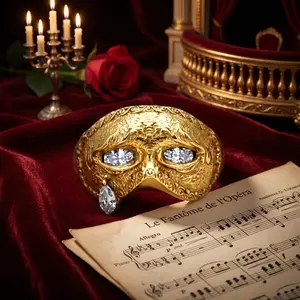 Crainte Mask ring kinetic eyelids that open and close with movement Inset with 3.25mm precision-cut crystals, 3mm Pear cut crystal Adjustable size handmade  gifts  bf