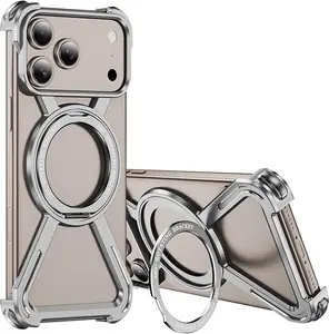 Magnetic Metal Case for iPhone 17 Pro Max – 360° Rotating Stand, Shockproof MagSafe Compatible Cover