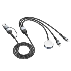 3 in 2 USB C Cable for iPhone12-16 Charger/Type C/Lightning/Apple Watch,Multi Charging Cable Cord,Portable Travel Essentials Designed, Multi Wireless Fast Charger Compatible Cellphone Smartphone Electronic Black