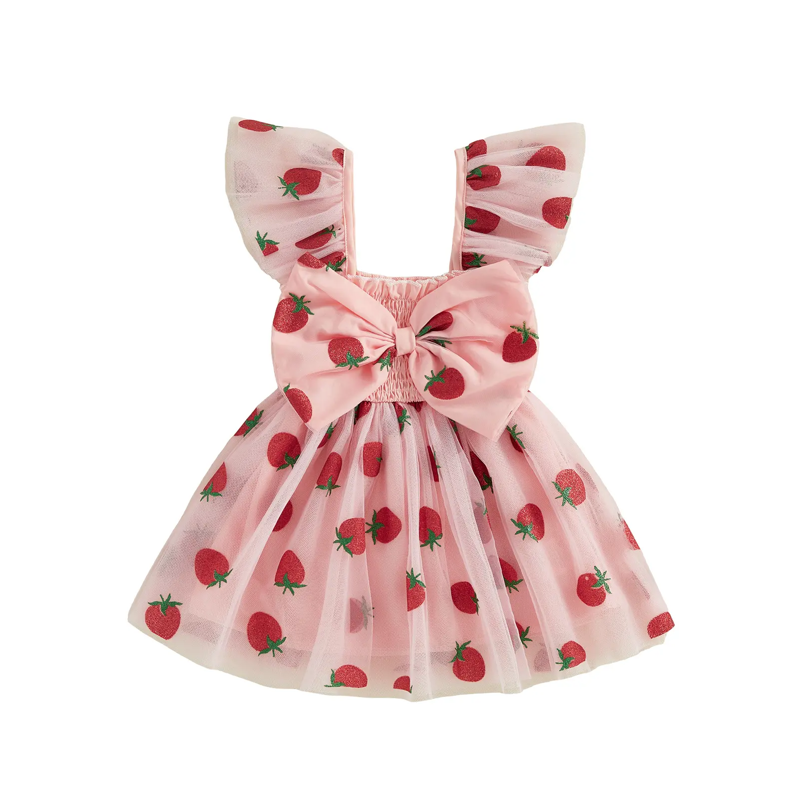 Toddler Kids Baby Girls Bowknot Spaghetti Straps Tutu Tulle Princess Birthday Party Pageant Dresses