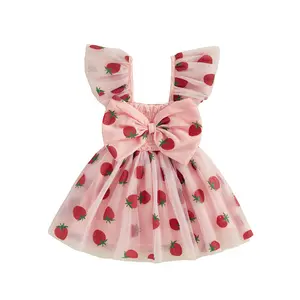 Toddler Kids Baby Girls Bowknot Spaghetti Straps Tutu Tulle Princess Birthday Party Pageant Dresses