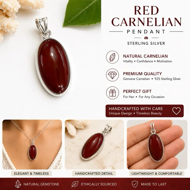 Red Carnelian 925 Sterling Silver Pendant