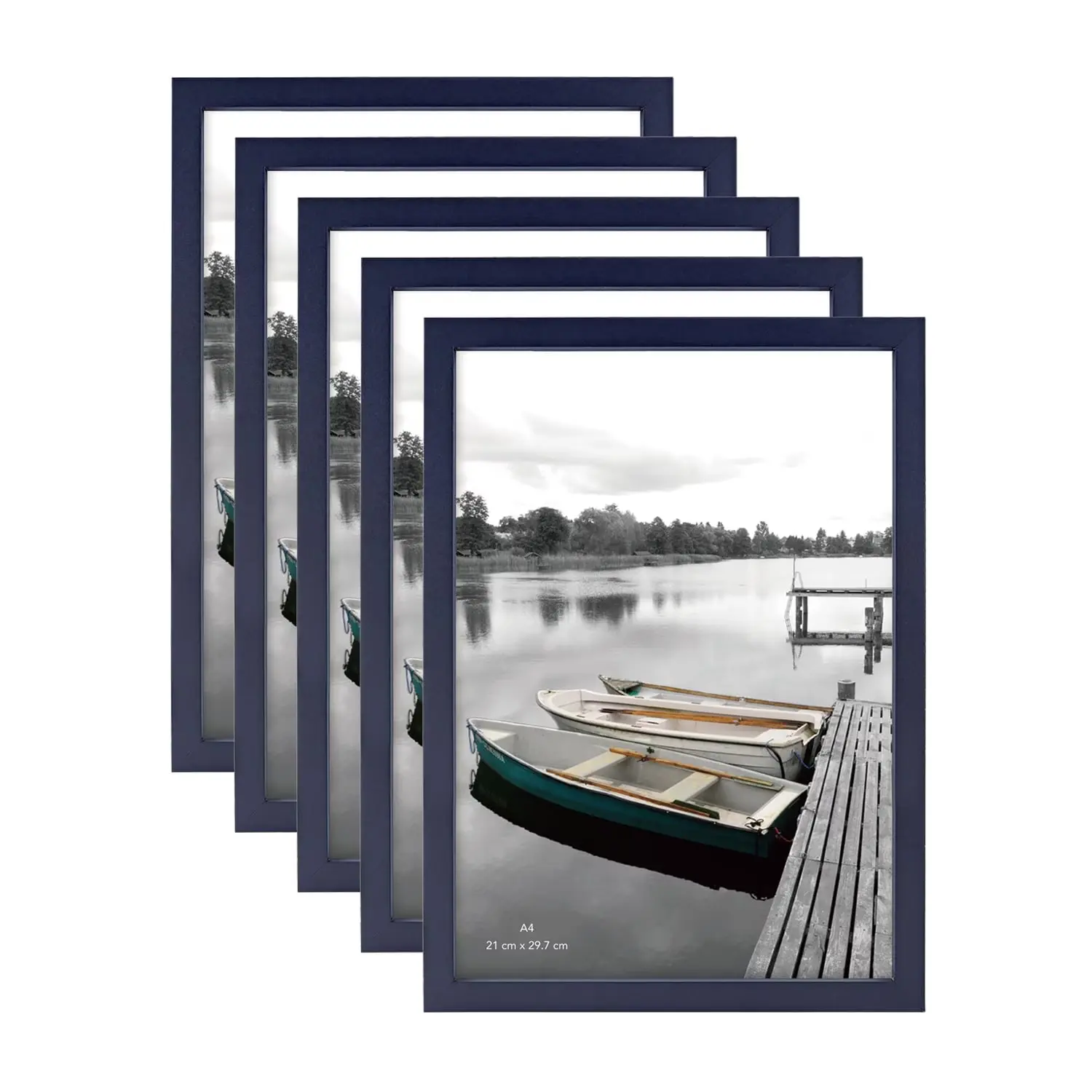 A4 Wood Picture Frames Set of 5, Tabletop and Wall Hanging Photo Frames with HD Shatterproof Plexiglass Horizontal & Vertical Display