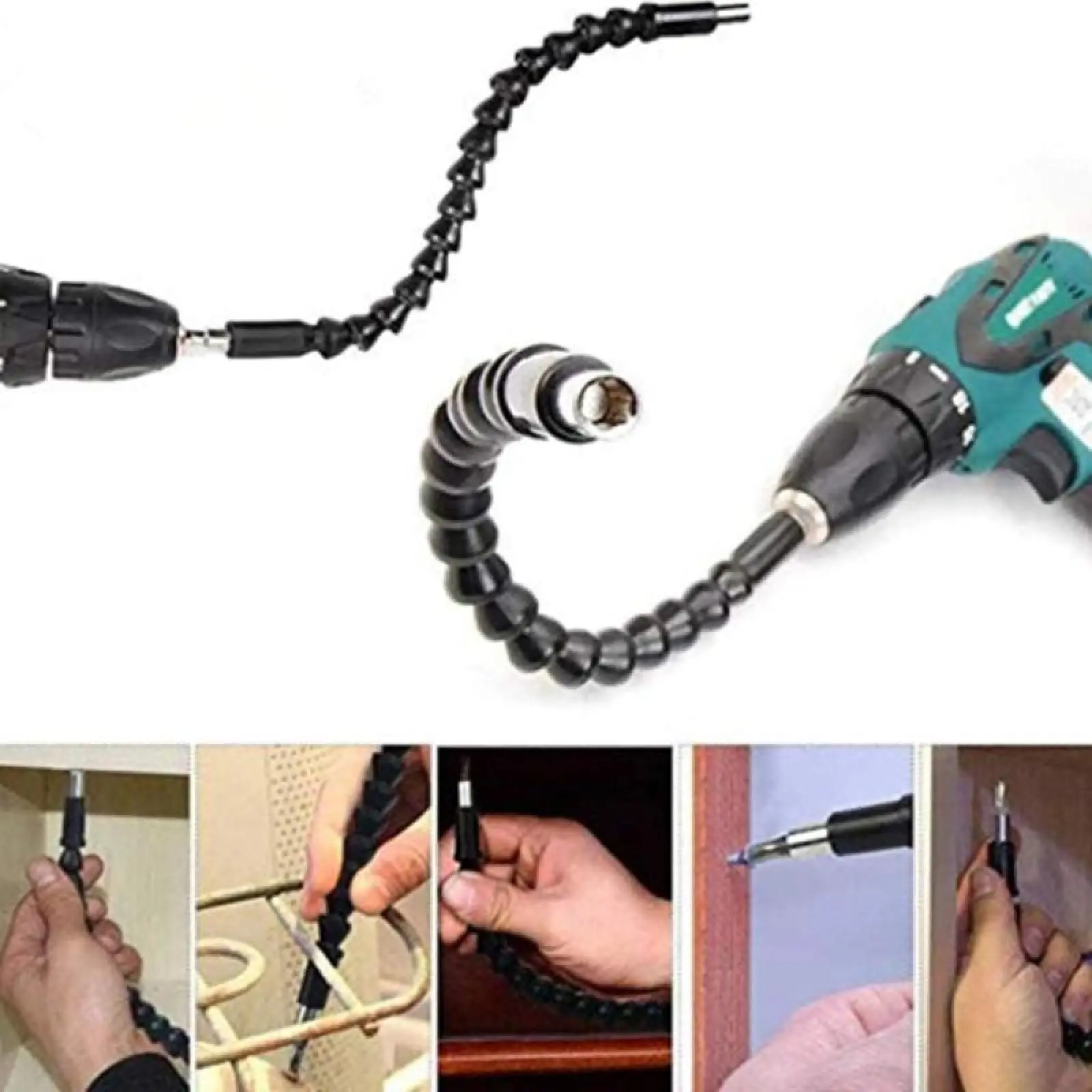 21Pcs Flexible Drill Bit Extension Set with Universal Connection - 11.8in Shaft Tip, 10 Bits, 9 Sockets, 1 Holder, Power Tool Accessory for Home Improvement, Metal Work, Increased Reach