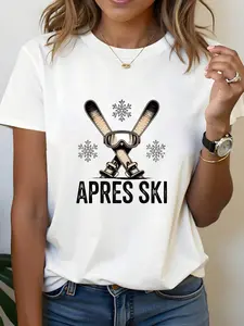 APRES SKI Letter Print Women'S T-shirt _ Short Sle