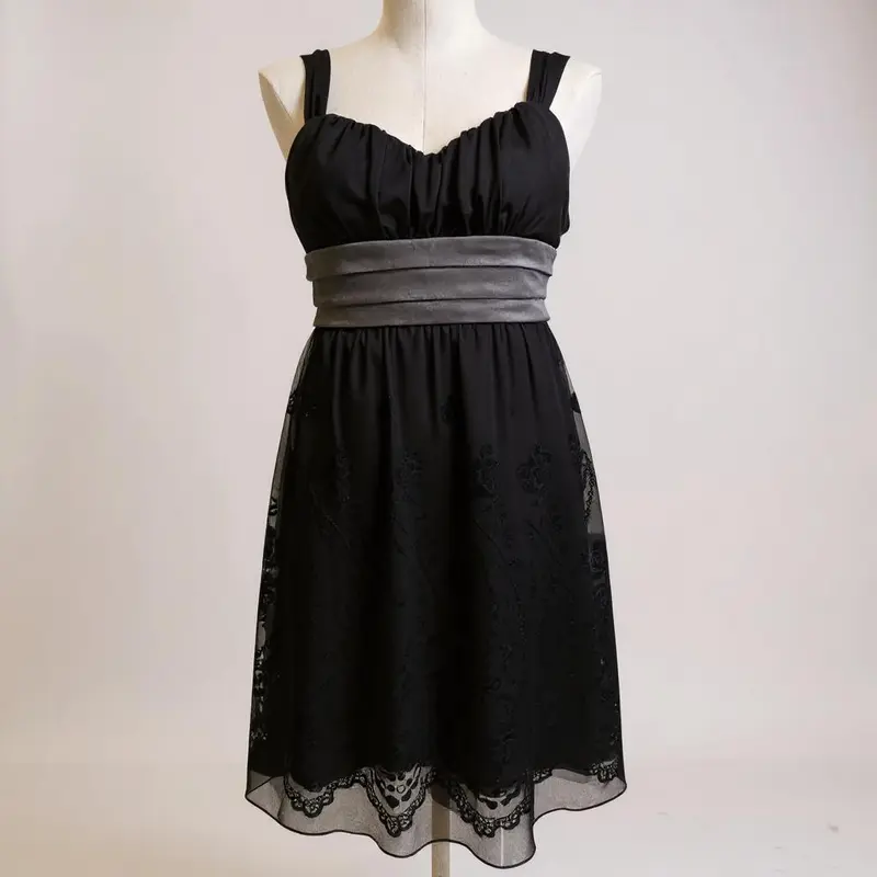 black mini square neck dress BCX Dress Black Belted Size 13 SKU 000303-1 – Designers On A Dime main image 0