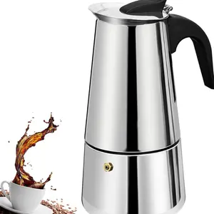9-cup stainless steel stovetop espresso maker, also known as a moka pot.