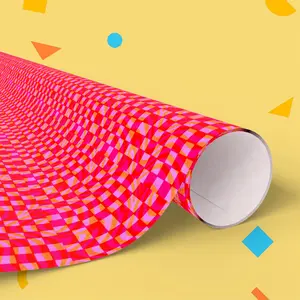 Pink Checkerboard Wrapping Paper | Retro Geometric Gift Wrap