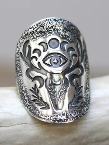 Vintage Bohemian Geometry Star Moon Curved Eyes Women Men Ring Boho Style Rings Suitable for Both Men and Women Daily Vacation Gift From A Best Friend