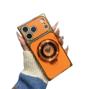 Creative Heart Window Phone Case with Foldable CD Texture Magnifier, Shockproof Tpu Cover for Apple 17/16/15/14 Series, Fashionable Protective Shell