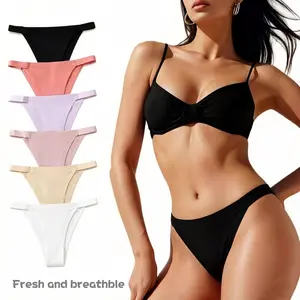 6, 12,  and 18 pieces of seamless ice silk thongs, high-end low-rise panties for women. Ultra-thin and invisible design for summer, featuring a seamless sexy look, breathability, butt-lifting effect, skin-friendliness and all-day comfort.