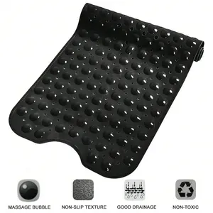 Outdoor Enthusiast Non-Slip Shower Mat 40" x 16" – Extra Long Mud-Rinsing Bath Mat with 200+ Strong Suction Cups, Quick-Dry & Machine Washable, Trim-to-Fit for Camping Showers, Trailhead Cleanup & Post-Hike Recovery (Clear, Blue, Gray, Black)