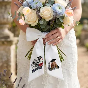 Personalized Graduation Wreath Sash, Custom Photo Flower Wrap Ribbon, High School Grad Floral Gift