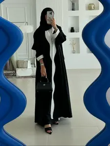 Muslim Women's Patchwork Open Abaya Long Robe, Lightweight Comfortable Loose Fit, New Arrival Islamic Clothing, Modesty Abaya