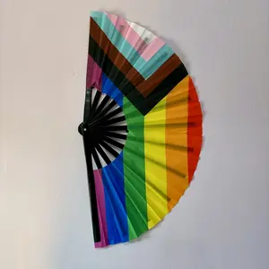 Pride Fans Large Hand Fan Decor Collapsible Lightweight Multicolor One-Sided Foldable for LGBTQ+ Support and Fashionable Pride Events