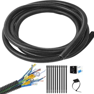 1/4 inch Split Wire Loom Tubing Wire Conduit - 30 ft Cord Protector Electric Wires Covers, Automotive Wire Flexible Conduit, Plastic Wire Cover (1/4/''-30ft)