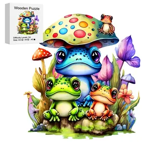 Unique Frog Wooden Jigsaw Puzzle Toy, Non-Standard Animal Shape, Perfect Gift for Puzzle Lovers, Christmas Birthday Present, Home Decor Game