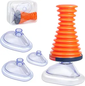 Vibrant Orange Portable Push-Pull Vacuum Negative Pressure Extractor, Physical One-Way Airflow Debris Cleaning Tool, Includes 3 Sizes of Contoured Shields & Storage Pouch for Outdoor Travel & Campus Care