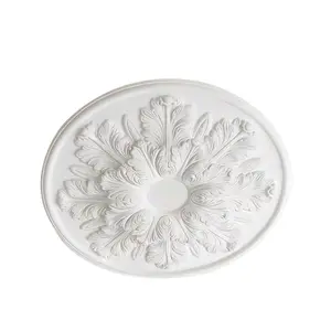 FixtureDisplays 25.59 Inch Ceiling Medallion Decorative, Round White Plaster Carved Lamp Plate for Pendant Lamp Decoration, Bedroom, Living Room Cloakroom 90 Day Lead Time 22239