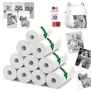 5/10 Rolls Thermal Printer Paper, Direct Thermal Labels, Self-Adhesive, 57mm X 25mm, Suitable for Most Instant Printers, Cameras, No Ink, High Quality