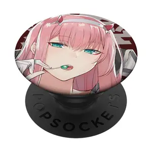 PopSockets Japanese Anime Cosplay 02 Girl Otaku PopGrip - Leather Plastic Wireless Phone Silicone Stick Waterproof SmartPhone Adhesive Backing Swappable Top