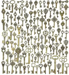 125 PCS Vintage Skeleton Key Set Charms
