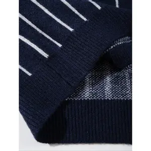 Men's Vintage Classic Striped Jacquard Cardigan, Long Sleeve V Neck Button Front Sweater, Casual Loose Fit Knitwear for Spring Fall Winter