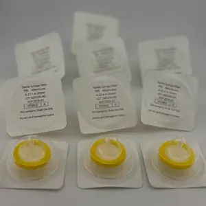 5-10 pcs/pk Sterile Syringe Filter Double-Layer PES Hydrophilic Membrane 0.2μm Lab Filters 13mm Diameter Individually Packed, Yellow