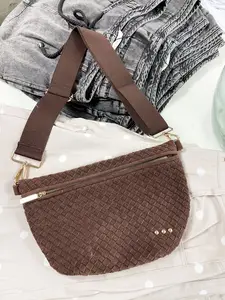 Suede Westlyn Woven Bum Bag-Chocolate