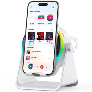 Wireless Induction Speaker 4 in 1 Bluetooth-compatible Speaker Adjustable Phone Stand with RGB Lights, 360° Rotating Phone Holder for iPhone Android iPad Samsung Galaxy, Ideal Birthday Gift for Him or Her