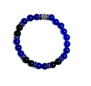 Chakra Bracelet - Lapis Lazuli & Black Labradorite with Silver Accents