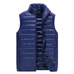 Men's Navy Blue Versatile Quilted Vest - Stylish Layering Piece with Collapsible Design and Warm Filling