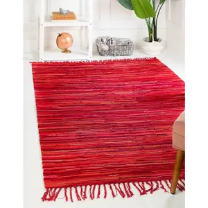 Red Chindi Cotton Rug
