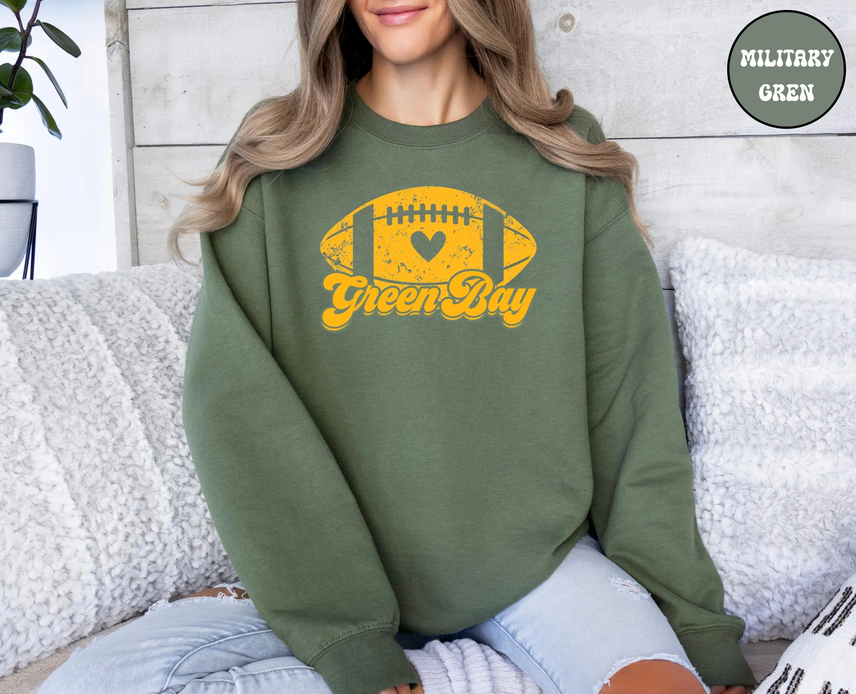 Retro Green Bay Football Sweatshirt, Vintage Green Bay Crewneck, Green Bay Game Day Sweater, Football Season Fan Hoodie, Green Bay Fans Gift