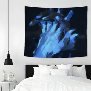 Abstract Hand Pattern Tapestry, 1 Count Wall Hanging Decor, Aesthetic Blue Oil Painting Wall Hanging Decor for Bedroom & Living Room Decor