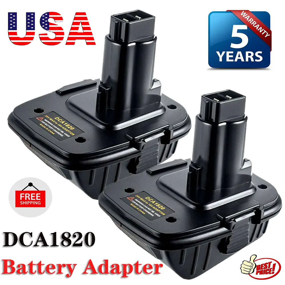 2-Pack DCA1820 Power Tool Converter, Dewalt 18V to 20V Max Li-Ion Drill Adapter Converter, Black Power Tool Accessory, Power Tool Converters, Drill Adapter Converters