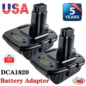 2Pack Dca1820 Battery Adapter Converter For Dewalt 18V to 20V Max Li-Ion Tool Drill, Black