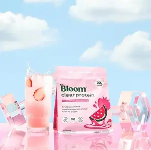 Bloom Clear Protein, Whey Protein Isolate with Collagen Peptides and Digestive Enzymes, 20g Protein, Sugar Free Post Workout Drink Mix, 90 Calories, Strawberry Watermelon, 10 Servings