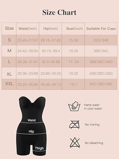 Slimers Strapless Tummy Control Bodysuit Shorts – Built-in Bra, Seamless No-Slip Invisible Shapewear for Women Outfit Fabric