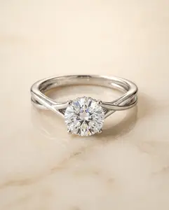 The Blondie Twisted Hidden Halo Solitaire Engagement Ring Setting for Round Diamonds in 18K White Gold