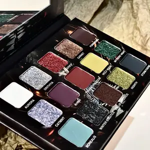 15-Color Anime Eyeshadow Palette: Shimmer, Matte & Highlighter 3-in-1! Vibrant for Cosplay & Smoky Looks. No Fallout, Built-in Mirror. Perfect Halloween Makeup & Gift for Teens!
