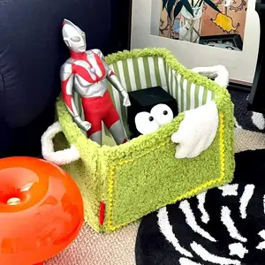 Cute Monster Plush Storage Basket Collapsible Home Ins Style Unique Handheld Toy Snack Organizer Storage Bin Simple Design