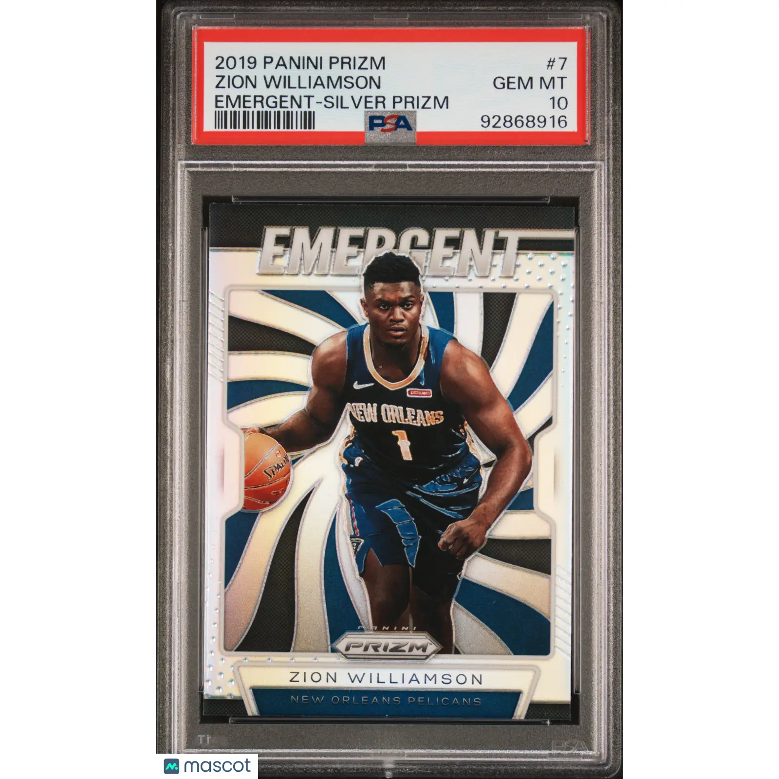 Zion Williamson PSA 2019 Panini Prizm Emergent #7 10