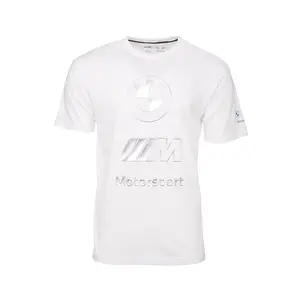 PUMA Mens Bmw M Motorsport Stacked Lux Logo Crew Neck Short Sleeve Casual Tops Casual - White